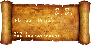 Décsei Dezső névjegykártya